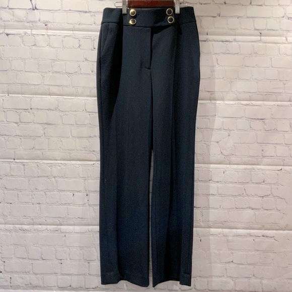 CALVIN KLEIN WOMENS DRESS PANTS HIGH RISE BUTTONED WAIST NAVY SIZE 2P - Picture 2 of 5